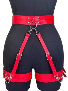 Women Fashion PU Leather Belt Cool Punk Rock Gothic Harness